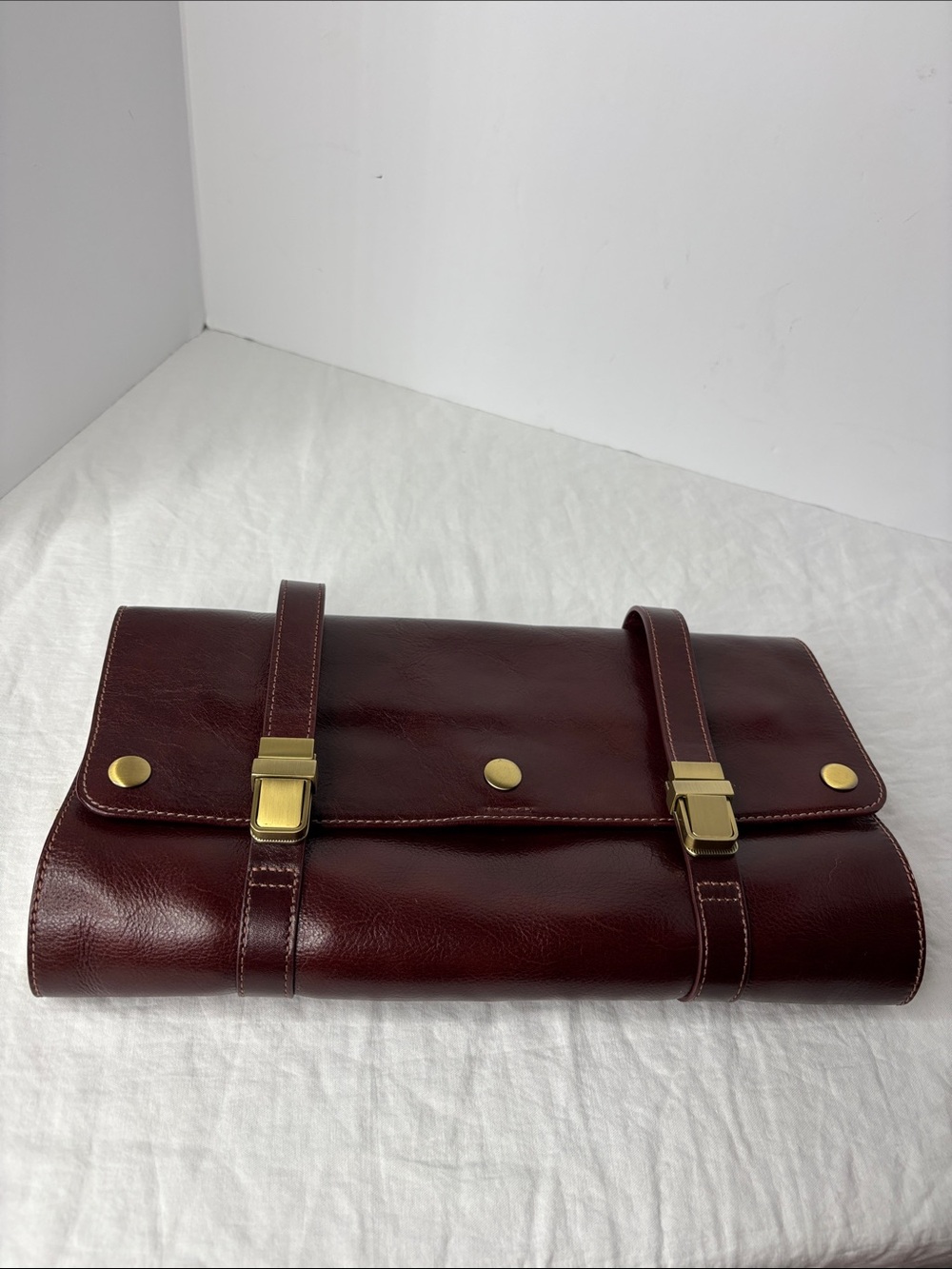 Red Envelope Leather Excursion Travel Case Bag Trifold